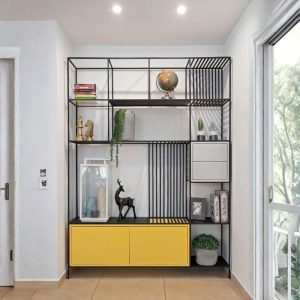 Trang Chủ 15 Kệ trưng bày khung kim loại có tủ lưu trữ
