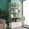 Kệ trưng bày showroom khung sắt vàng